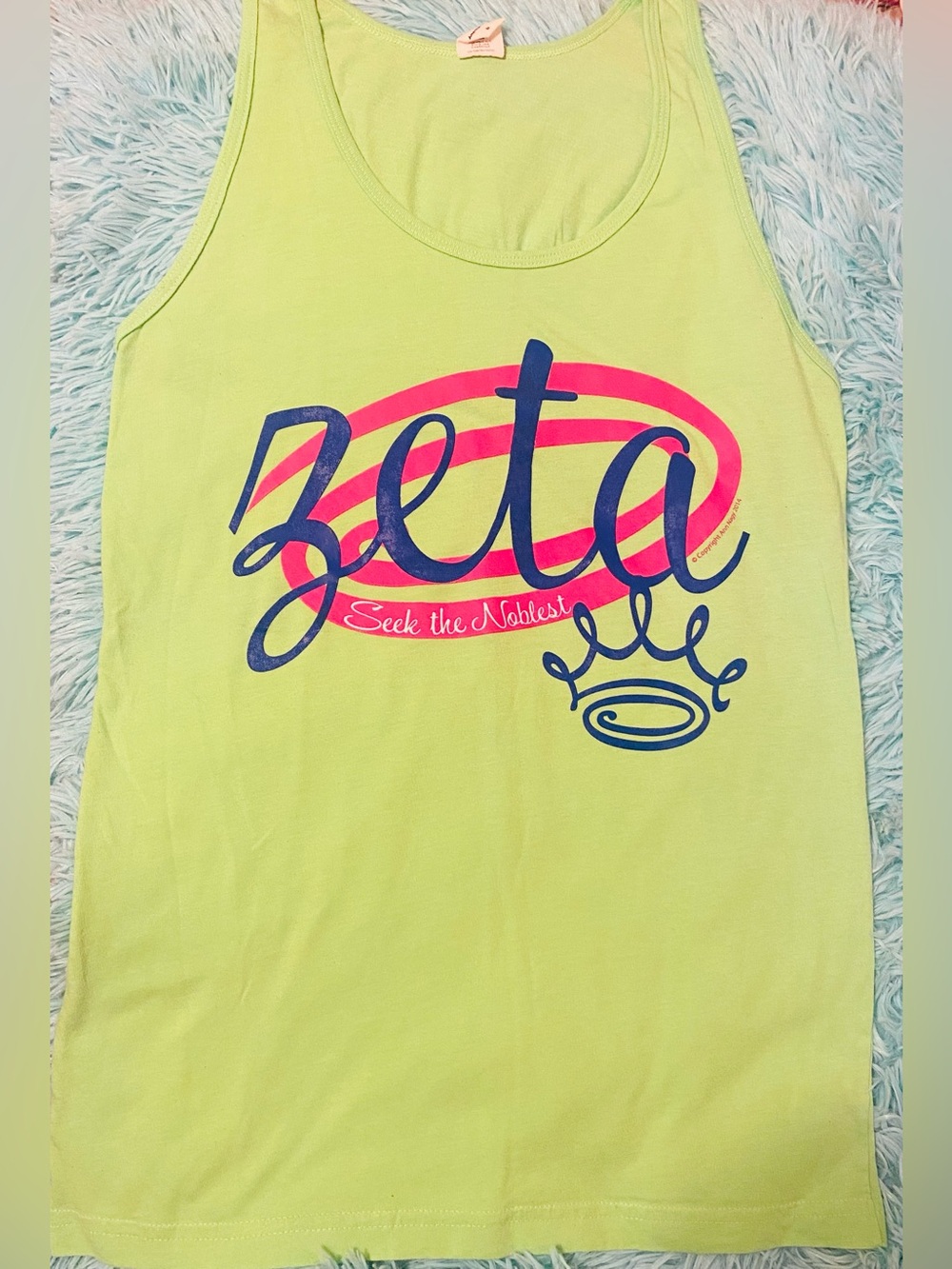Neon Green Zeta Tau Alpha Graphic Tank with Navy & Hot Pink Accents